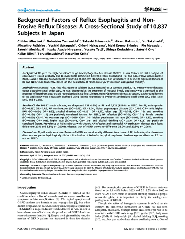 (PDF) Background Factors of Reflux Esophagitis and Non-Erosive Reflux ...