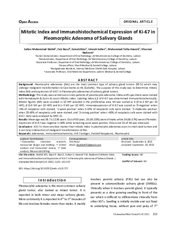 (PDF) Mitotic Index and Immunohistochemical Expression of Ki-67 in ...