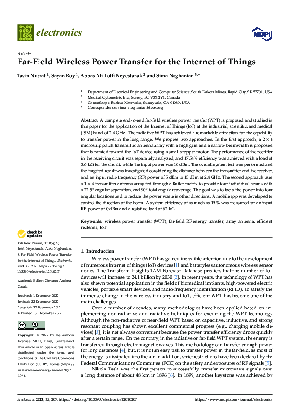 (PDF) Far-Field Wireless Power Transfer for the Internet of Things