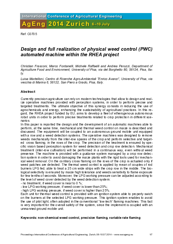 (PDF) Design and full realization of physical weed control (PWC ...