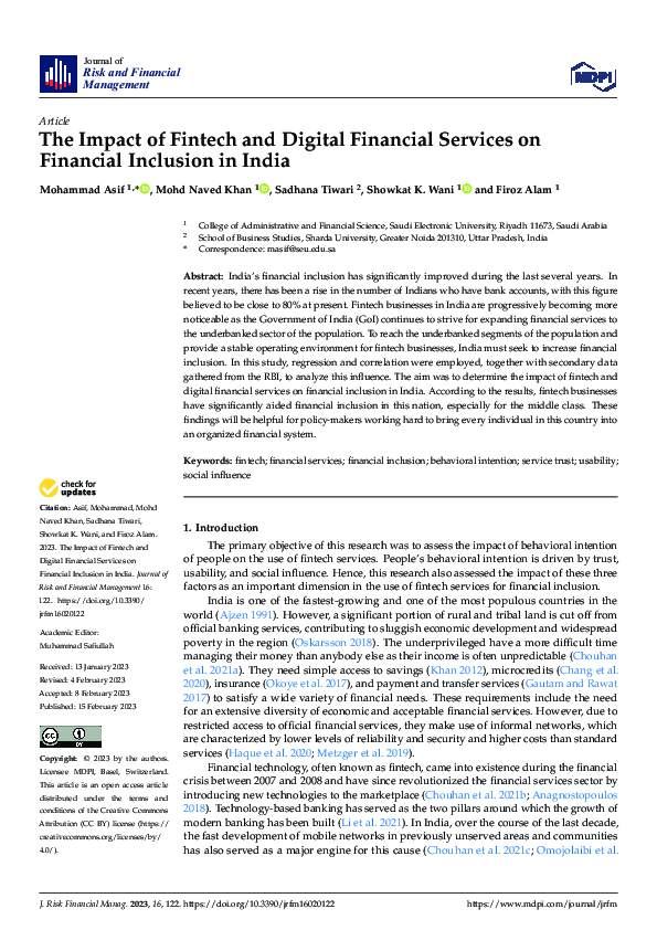 (PDF) The Impact of Fintech and Digital Financial Services on Financial ...