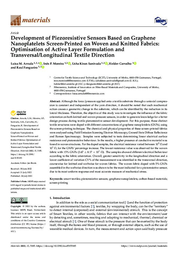 (PDF) Development of Piezoresistive Sensors Based on Graphene ...
