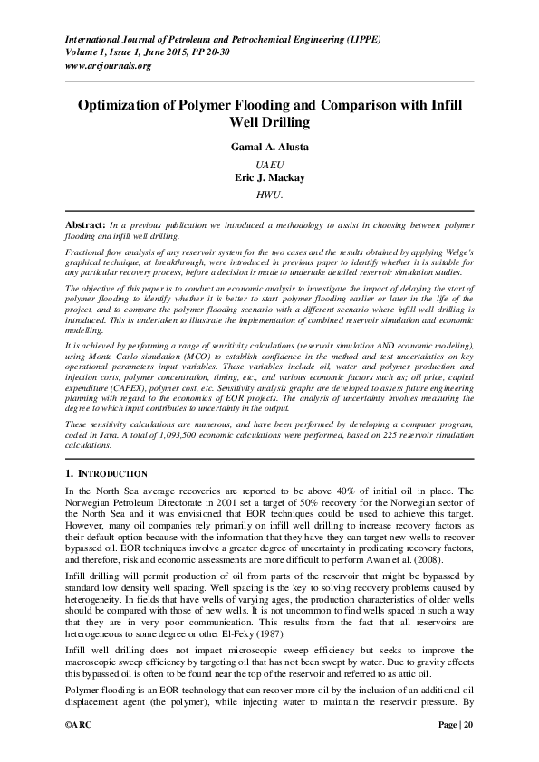(PDF) Optimization of Polymer Flooding and Comparison with Infill Well ...
