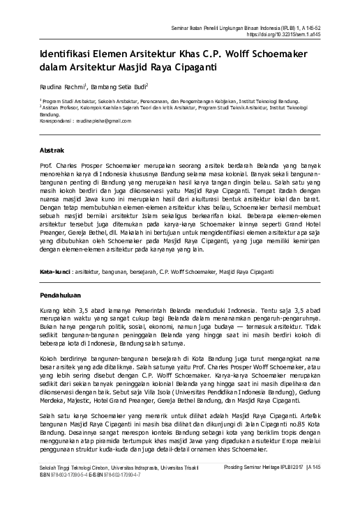 (PDF) Identifikasi Elemen Arsitektur Khas C.P. Wolff Schoemaker dalam ...