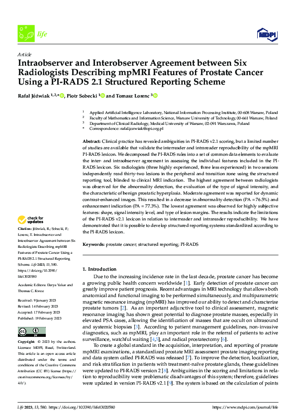 (PDF) Intraobserver and Interobserver Agreement between Six ...