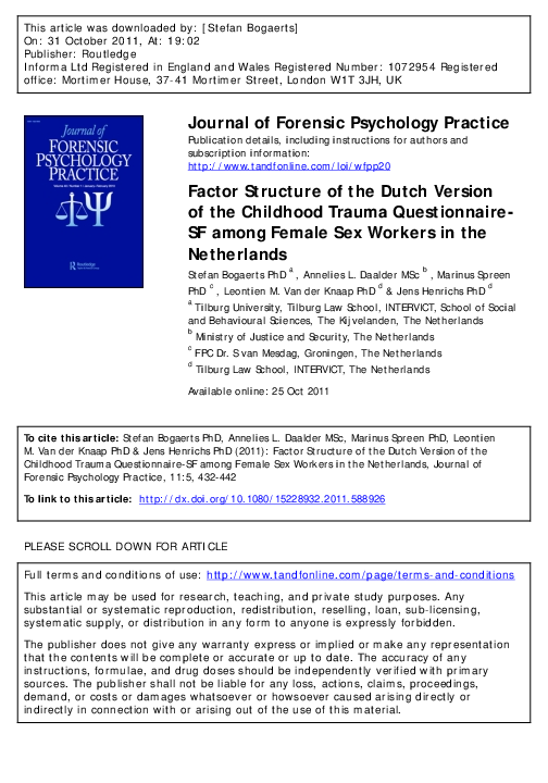 (PDF) Factor Structure of the Dutch Version of the Childhood Trauma ...