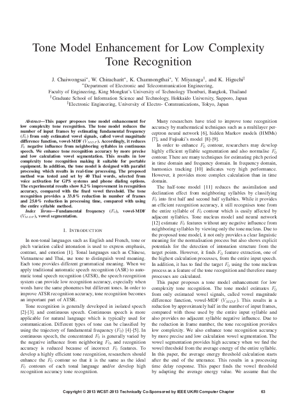(PDF) Tone model enhancement for low complexity tone recognition