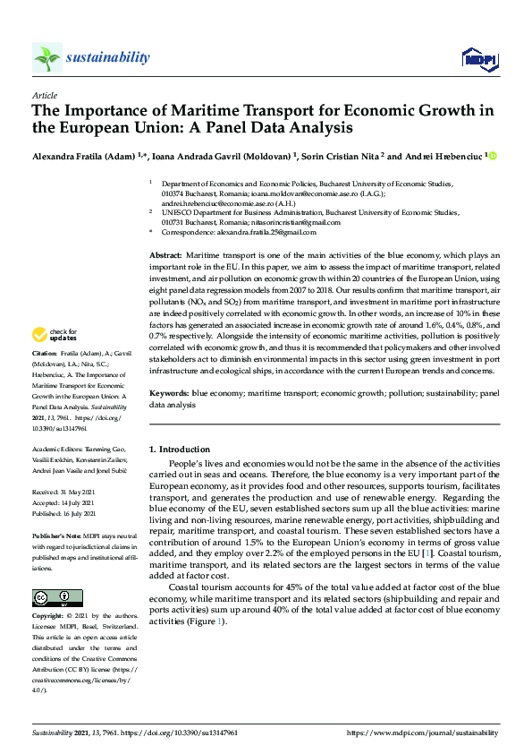 (PDF) The Importance of Maritime Transport for Economic Growth in the ...