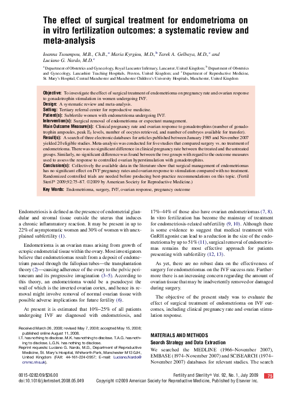 (PDF) The effect of surgical treatment for endometrioma on in vitro ...