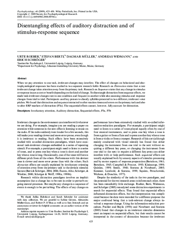 (PDF) Disentangling effects of auditory distraction and of stimulus ...