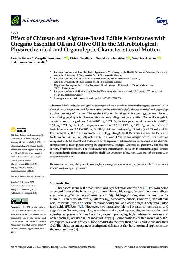 (PDF) Effect of Chitosan and Alginate-Based Edible Membranes with ...