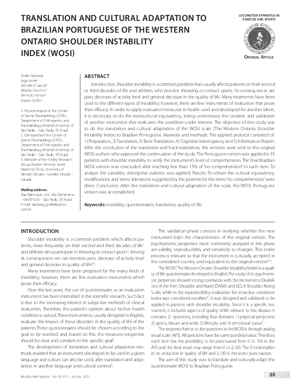 (PDF) Tradução E Adaptação Cultural Para O Português Brasileiro Do ...