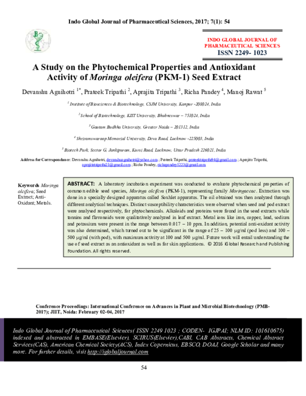 (PDF) A Study on the Phytochemical Properties and Antioxidant Activity ...