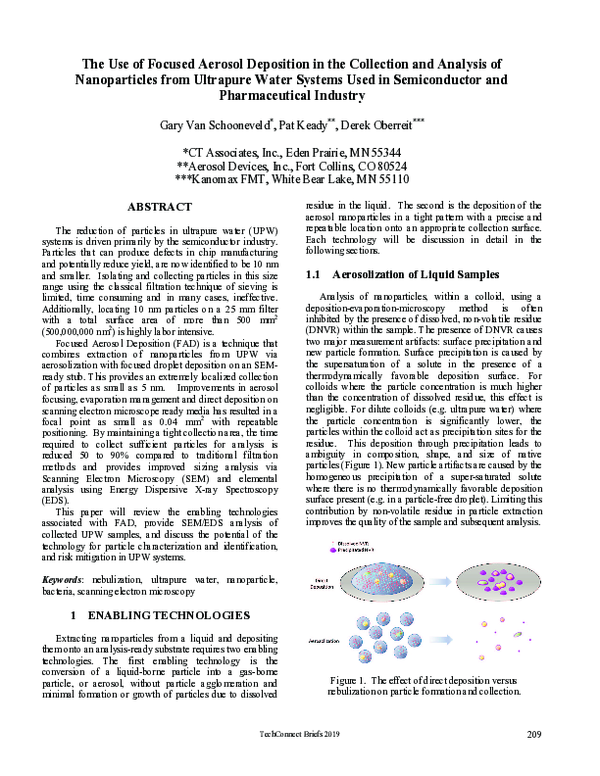 (PDF) The Use of Focused Aerosol Deposition in the Collection and ...