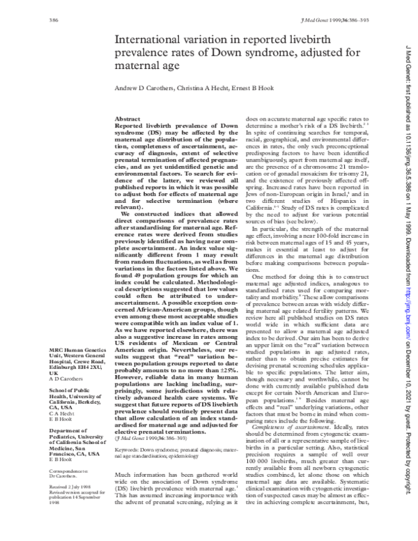 (PDF) International variation in reported livebirth prevalence rates of ...