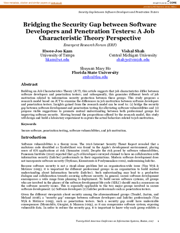 (PDF) Bridging the Security Gap between Software Developers and ...