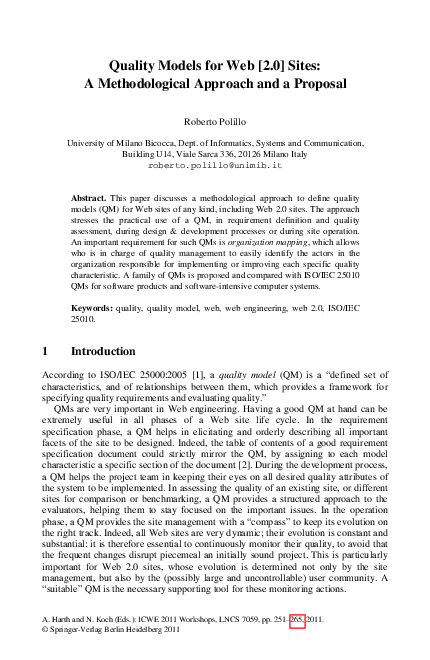 (PDF) Quality Models for Web [2.0] Sites: A Methodological Approach and ...