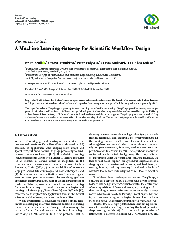 (PDF) A Machine Learning Gateway for Scientific Workflow Design