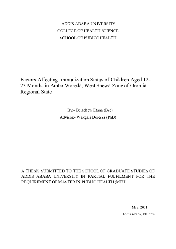 (PDF) Factors Affecting Immunization Status of Children Aged 12-23 ...