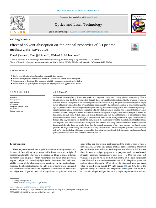 (PDF) Effect of solvent absorption on the optical properties of 3D ...