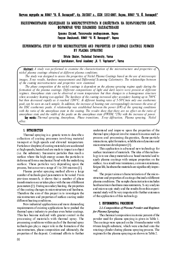 (PDF) Experimental Study of the Microstructure and Properties of ...
