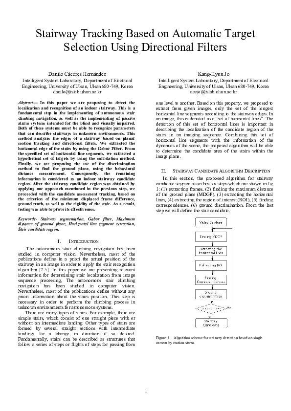 (PDF) Stairway tracking based on automatic target selection using ...