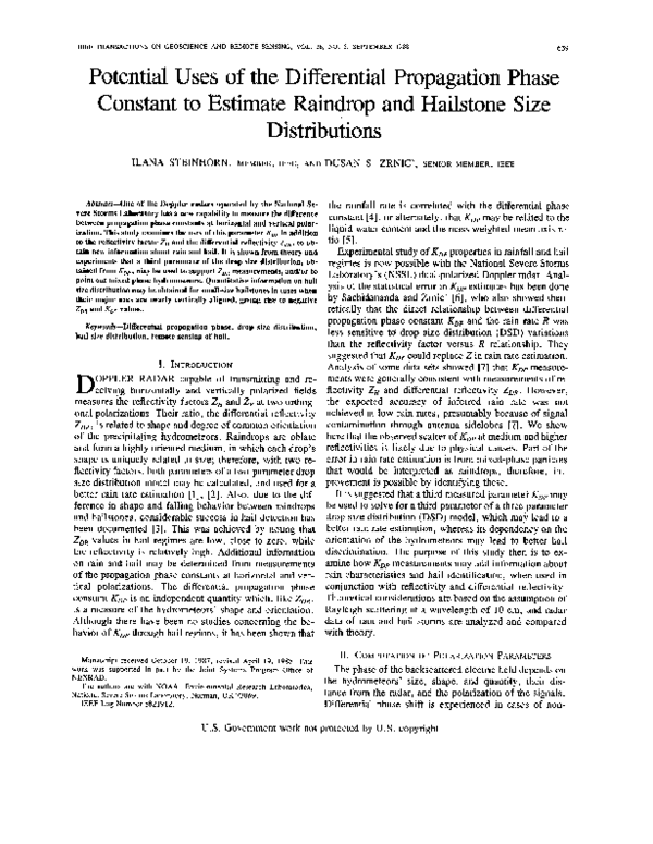 (PDF) Potential uses of the differential propagation phase constant to ...