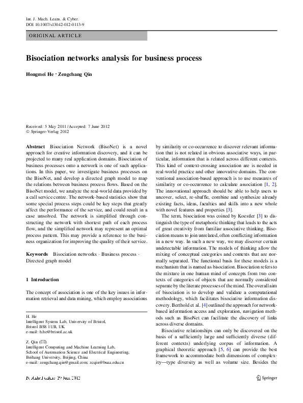 (PDF) Bisociation networks analysis for business process