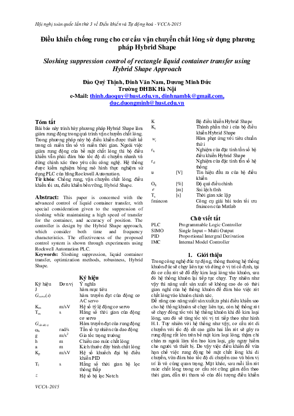 (PDF) Điều khiển chống rung cho cơ cấu vận chuyển chất lỏng sử dụng ...