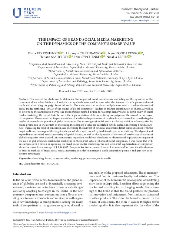 (PDF) The Impact of Brand Social Media Marketing on the Dynamics of the ...
