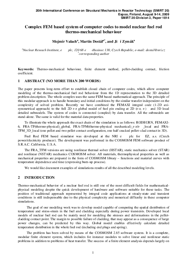 (PDF) Complex FEM based system of computer codes to model nuclear fuel ...