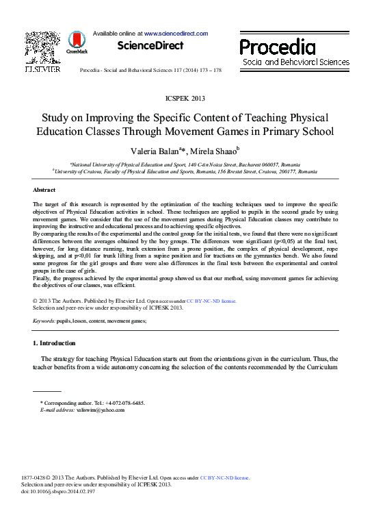 (PDF) Study on Improving the Specific Content of Teaching Physical ...