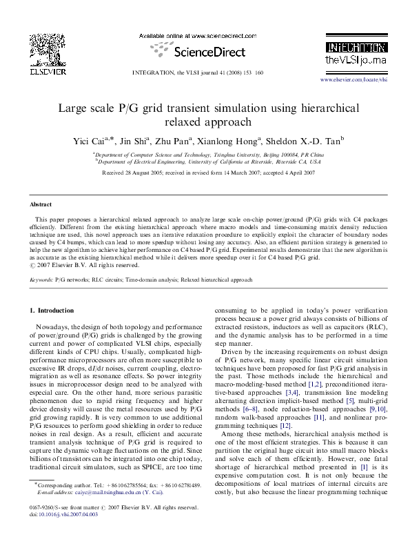 (PDF) Large scale P/G grid transient simulation using hierarchical ...