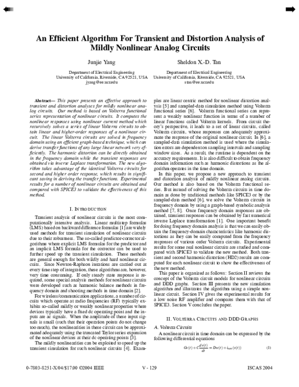 (PDF) An efficient algorithm for transient and distortion analysis of ...