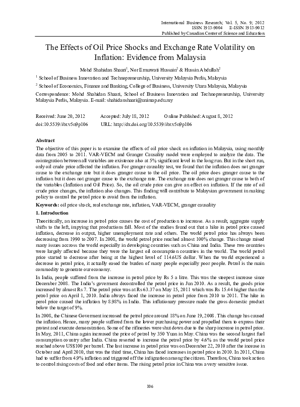 (PDF) The Effects of Oil Price Shocks and Exchange Rate Volatility on ...