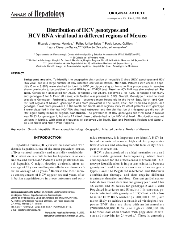 (PDF) Distribution of HCV genotypes and HCV RNA viral load in different ...