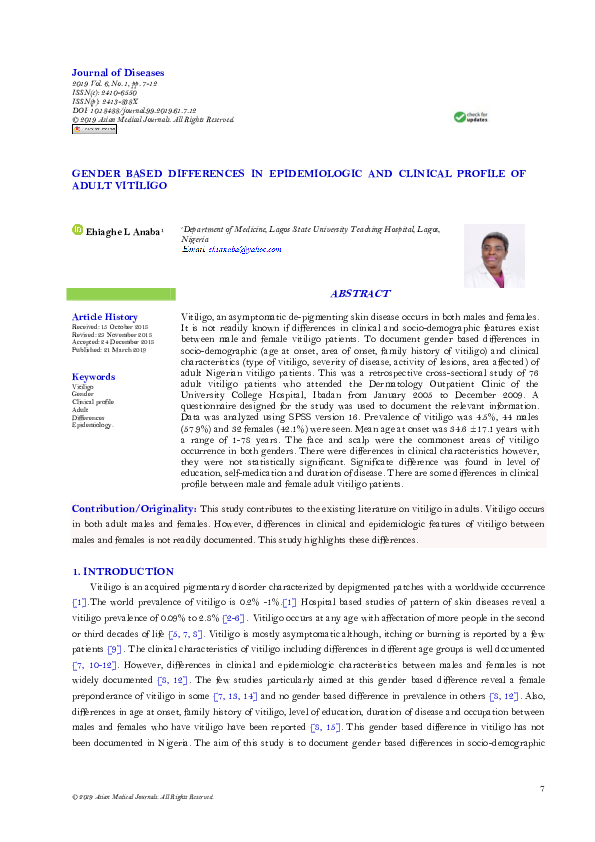 (PDF) Gender Based Differences in Epidemiologic and Clinical Profile of ...