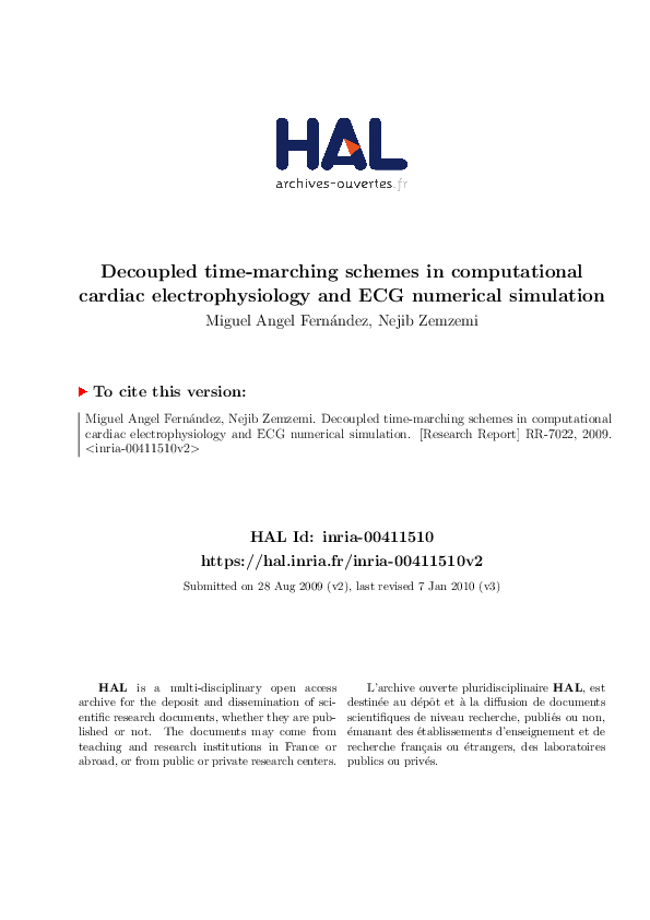 (PDF) Decoupled time-marching schemes in computational cardiac ...