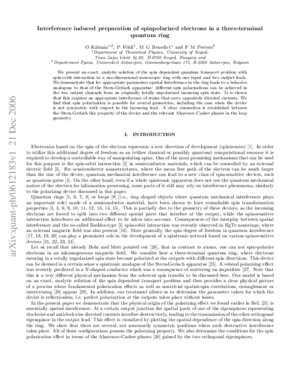 (PDF) Spatial interference induced spin polarization in a three ...