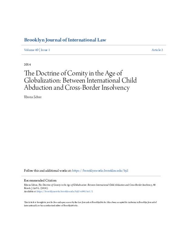 (PDF) The Doctrine of Comity in the Age of Globalization: Between ...