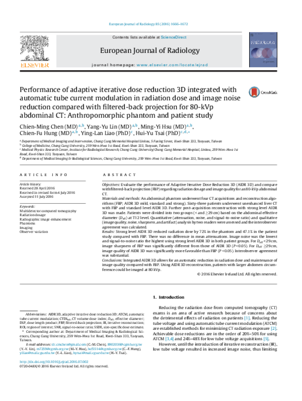 (PDF) Performance of adaptive iterative dose reduction 3D integrated ...