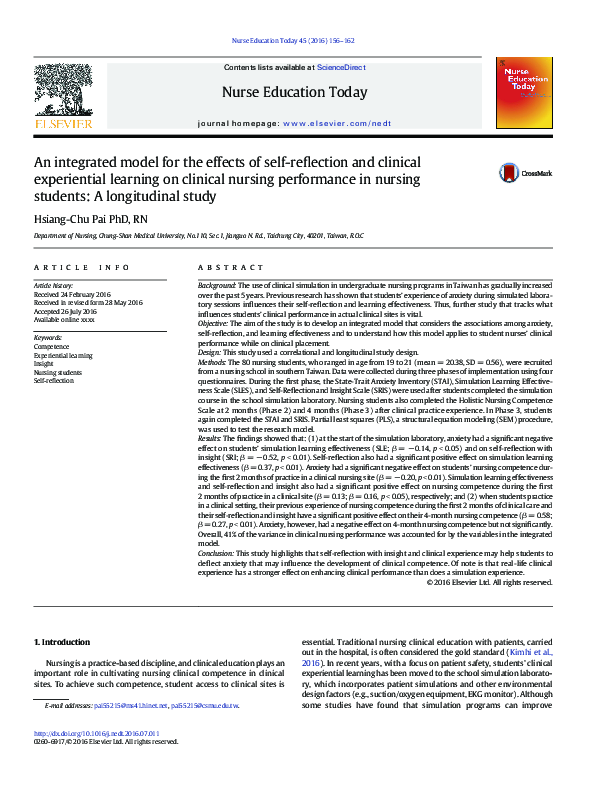 (PDF) An integrated model for the effects of self-reflection and ...