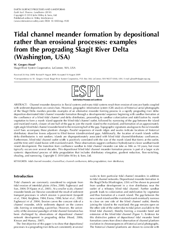 (PDF) Tidal channel meander formation by depositional rather than ...