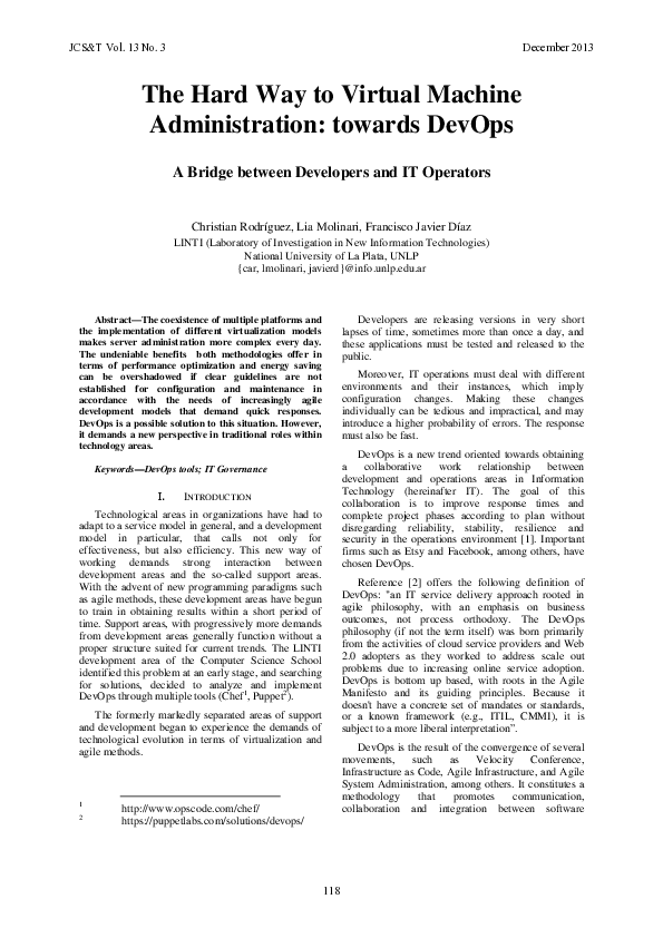 (PDF) The hard way to virtual machine administration: towards DevOps