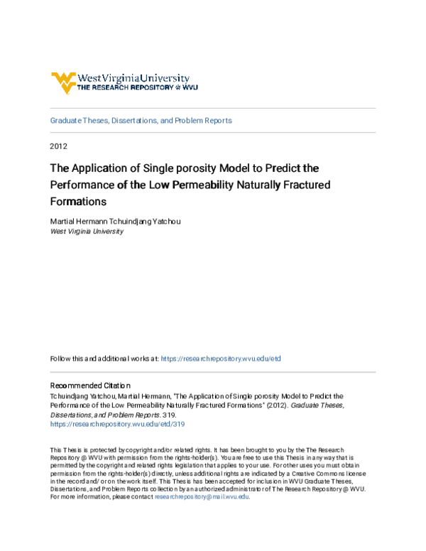 (PDF) The Application of Single porosity Model to Predict the ...