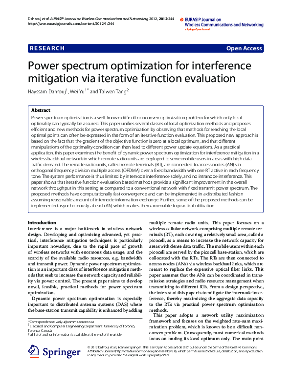 (PDF) Power spectrum optimization for interference mitigation via ...