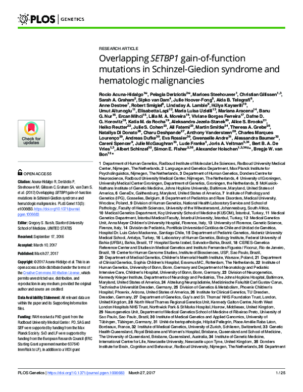 (PDF) Overlapping SETBP1 gain-of-function mutations in Schinzel-Giedion ...