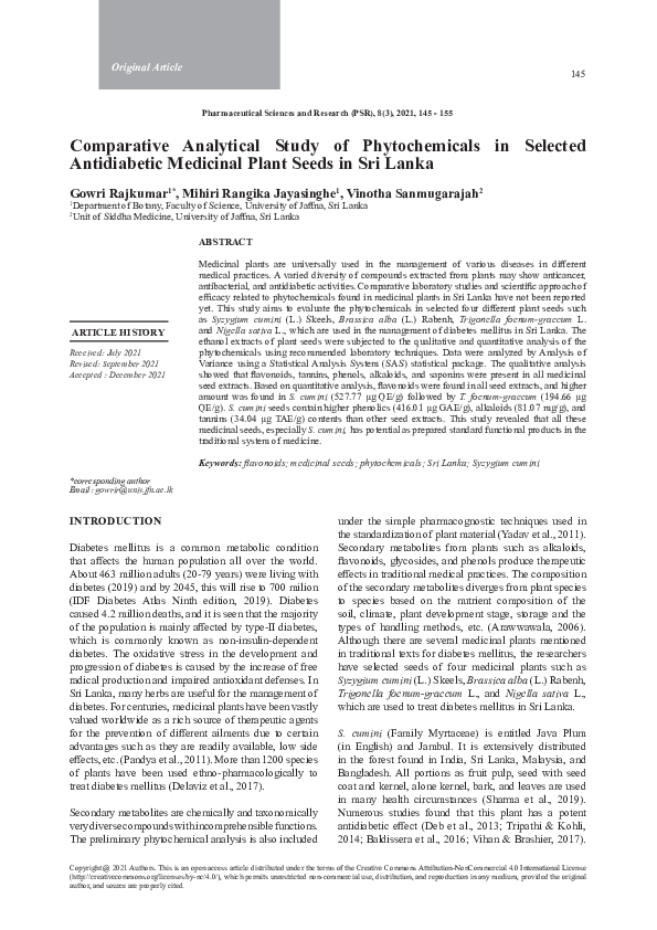 (PDF) Comparative Analytical Study of Phytochemicals in Selected ...