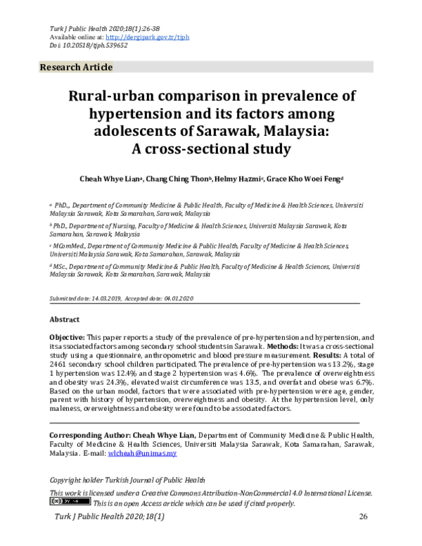 (PDF) Rural-urban comparison in prevalence of hypertension and its ...