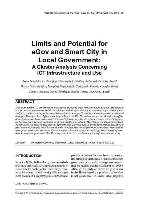 (PDF) Limits and Potential for eGov and Smart City in Local Government